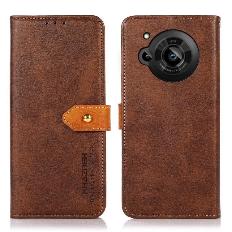 KHAZNEH Dual-color Cowhide Texture Flip Leather Phone Case