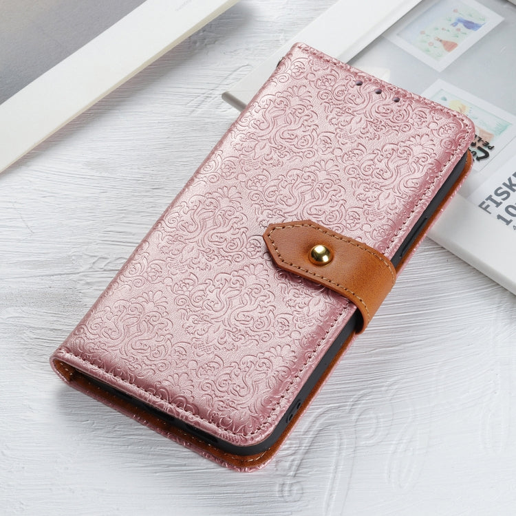 European Floral Embossed Flip Leather Phone Case