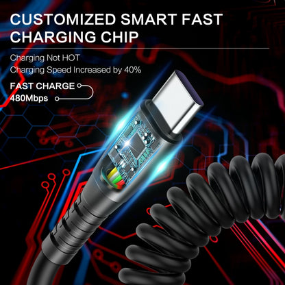 3A Type-C / USB-C Spring Charging Data Cable, Type-C