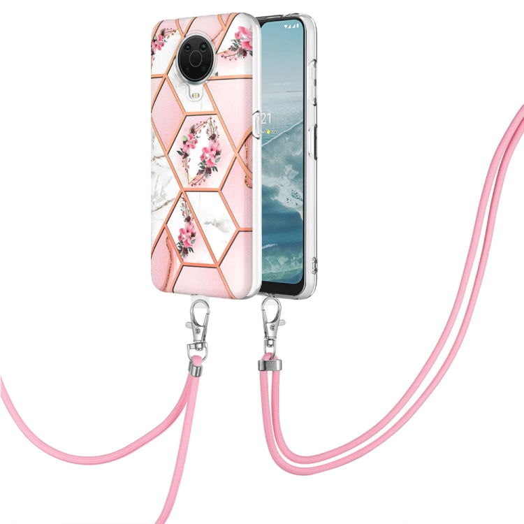 Splicing Marble Flower Pattern TPU Phone Case with Lanyard, Series 1