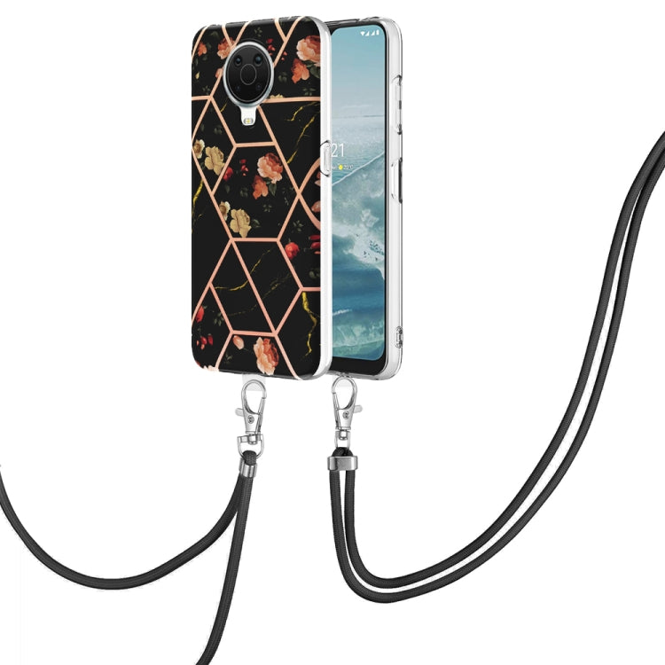 Splicing Marble Flower Pattern TPU Phone Case with Lanyard, Series 1