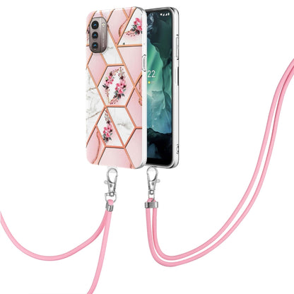 Splicing Marble Flower Pattern TPU Phone Case with Lanyard, Series 1