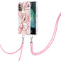 Splicing Marble Flower Pattern TPU Phone Case with Lanyard, Series 1