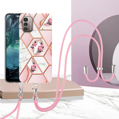 Splicing Marble Flower Pattern TPU Phone Case with Lanyard, Series 1