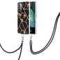 Splicing Marble Flower Pattern TPU Phone Case with Lanyard, Series 1