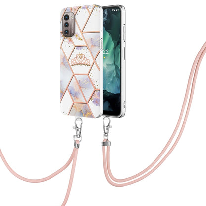 Splicing Marble Flower Pattern TPU Phone Case with Lanyard, Series 1