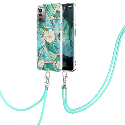 Splicing Marble Flower Pattern TPU Phone Case with Lanyard, Series 1