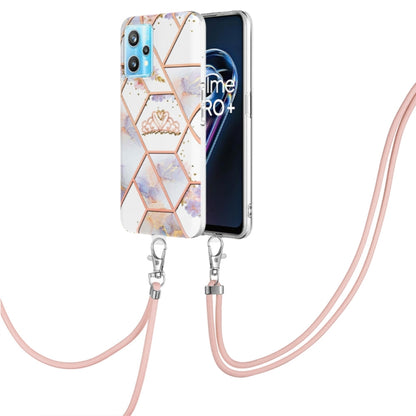 Splicing Marble Flower Pattern TPU Phone Case with Lanyard, Series 2