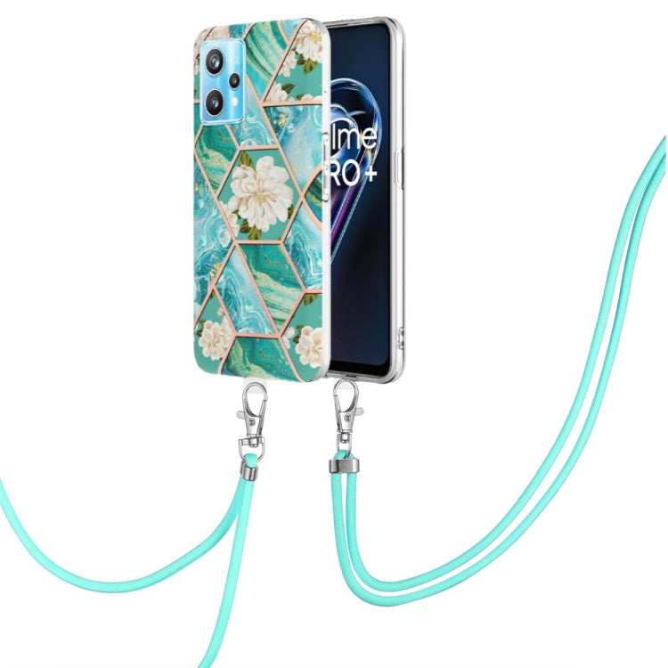 Splicing Marble Flower Pattern TPU Phone Case with Lanyard, Series 2