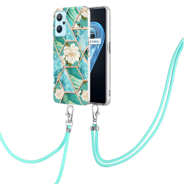 Splicing Marble Flower Pattern TPU Phone Case with Lanyard, Series 2