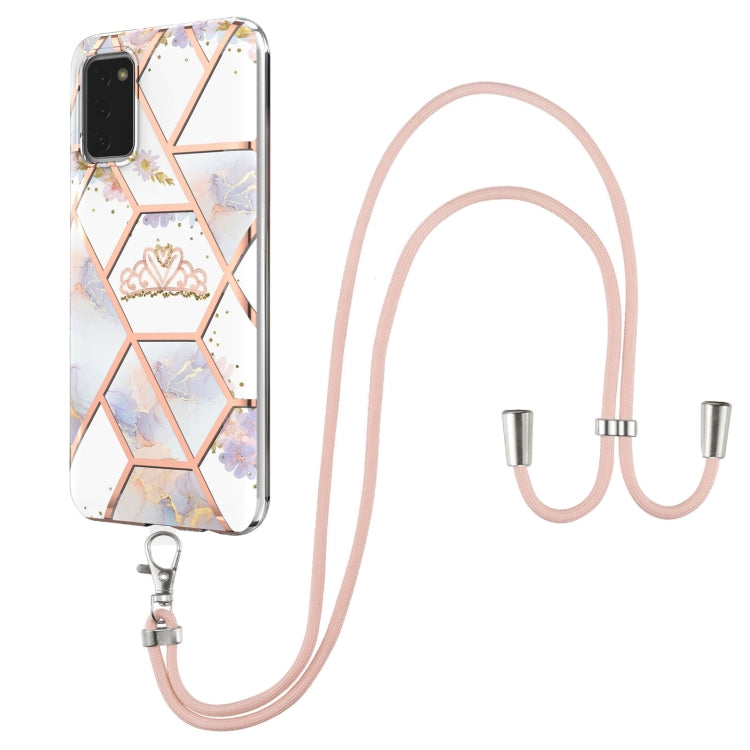 Splicing Marble Flower Pattern TPU Phone Case with Lanyard, Series 2