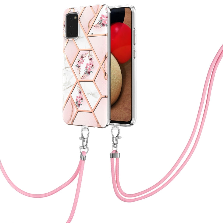 Splicing Marble Flower Pattern TPU Phone Case with Lanyard, For Samsung Galaxy A03s EU Version, For Samsung Galaxy A13 4G, For Samsung Galaxy A23 5G / 4G, For Samsung Galaxy A33 5G, For Samsung Galaxy A53 5G