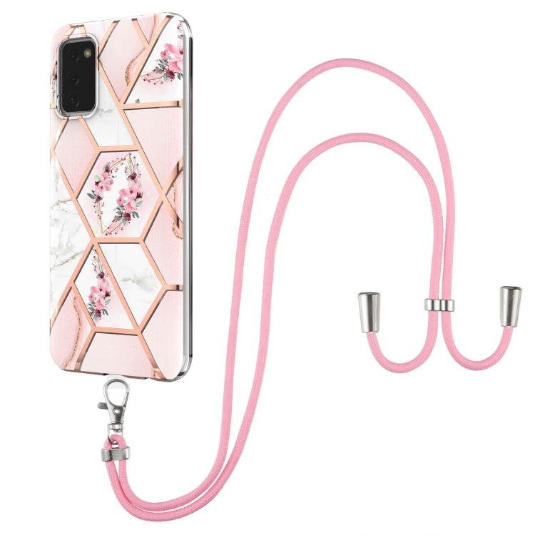 Splicing Marble Flower Pattern TPU Phone Case with Lanyard, For Samsung Galaxy A03s EU Version, For Samsung Galaxy A13 4G, For Samsung Galaxy A23 5G / 4G, For Samsung Galaxy A33 5G, For Samsung Galaxy A53 5G