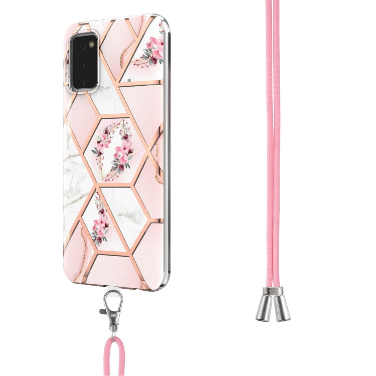 Splicing Marble Flower Pattern TPU Phone Case with Lanyard, For Samsung Galaxy A03s EU Version, For Samsung Galaxy A13 4G, For Samsung Galaxy A23 5G / 4G, For Samsung Galaxy A33 5G, For Samsung Galaxy A53 5G