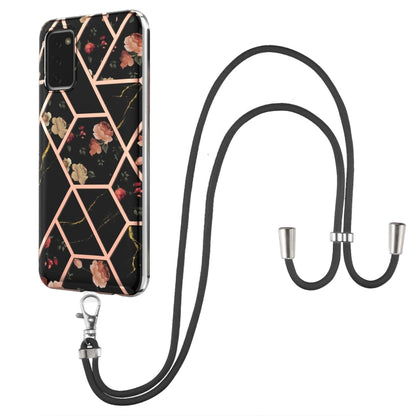 Splicing Marble Flower Pattern TPU Phone Case with Lanyard, For Samsung Galaxy A03s EU Version, For Samsung Galaxy A13 4G, For Samsung Galaxy A23 5G / 4G, For Samsung Galaxy A33 5G, For Samsung Galaxy A53 5G