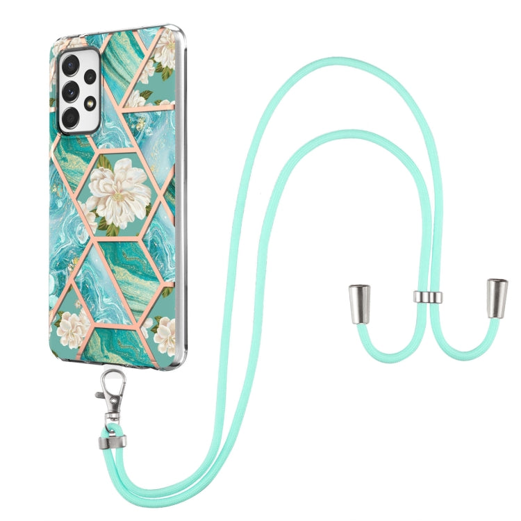 Splicing Marble Flower Pattern TPU Phone Case with Lanyard, Series 1