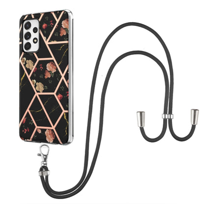 Splicing Marble Flower Pattern TPU Phone Case with Lanyard, For Samsung Galaxy A03s EU Version, For Samsung Galaxy A13 4G, For Samsung Galaxy A23 5G / 4G, For Samsung Galaxy A33 5G, For Samsung Galaxy A53 5G