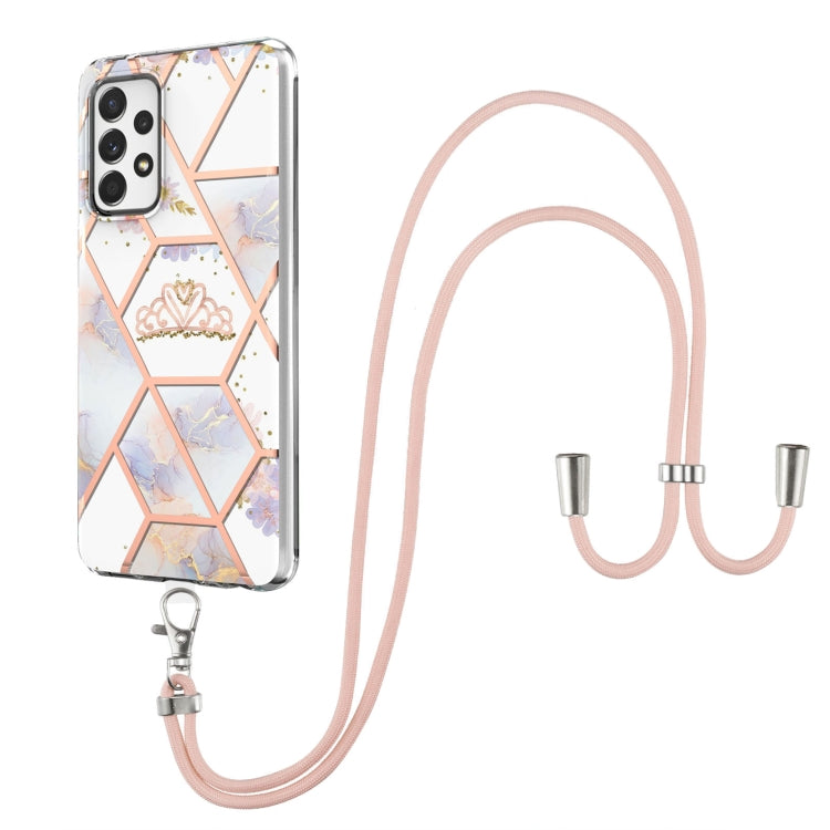 Splicing Marble Flower Pattern TPU Phone Case with Lanyard, For Samsung Galaxy A03s EU Version, For Samsung Galaxy A13 4G, For Samsung Galaxy A23 5G / 4G, For Samsung Galaxy A33 5G, For Samsung Galaxy A53 5G
