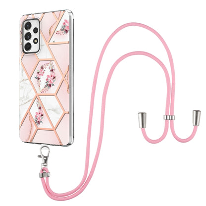 Splicing Marble Flower Pattern TPU Phone Case with Lanyard, For Samsung Galaxy A03s EU Version, For Samsung Galaxy A13 4G, For Samsung Galaxy A23 5G / 4G, For Samsung Galaxy A33 5G, For Samsung Galaxy A53 5G