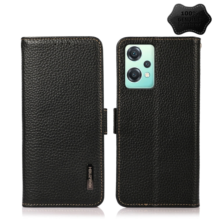 KHAZNEH Side-Magnetic Litchi Genuine Leather RFID Phone Case, For OnePlus Nord CE 2 Lite 5G, For OPPO K10 5G, For OPPO K10 Pro 5G