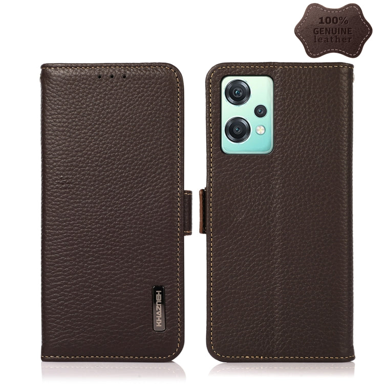 KHAZNEH Side-Magnetic Litchi Genuine Leather RFID Phone Case, For OnePlus Nord CE 2 Lite 5G, For OPPO K10 5G, For OPPO K10 Pro 5G