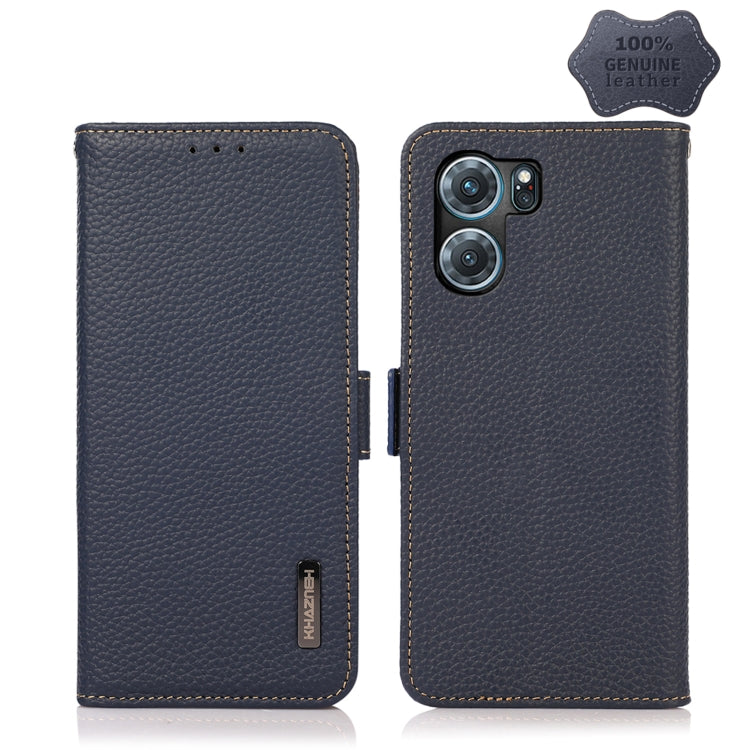 KHAZNEH Side-Magnetic Litchi Genuine Leather RFID Phone Case, For OnePlus Nord CE 2 Lite 5G, For OPPO K10 5G, For OPPO K10 Pro 5G