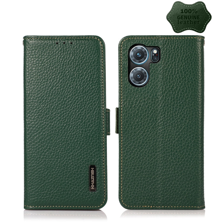KHAZNEH Side-Magnetic Litchi Genuine Leather RFID Phone Case, For OnePlus Nord CE 2 Lite 5G, For OPPO K10 5G, For OPPO K10 Pro 5G