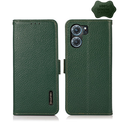 KHAZNEH Side-Magnetic Litchi Genuine Leather RFID Phone Case, For OnePlus Nord CE 2 Lite 5G, For OPPO K10 5G, For OPPO K10 Pro 5G