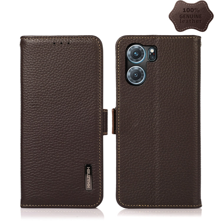 KHAZNEH Side-Magnetic Litchi Genuine Leather RFID Phone Case