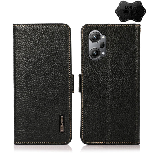 KHAZNEH Side-Magnetic Litchi Genuine Leather RFID Phone Case