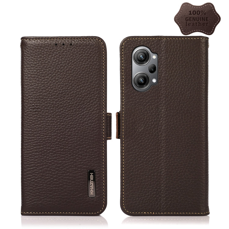 KHAZNEH Side-Magnetic Litchi Genuine Leather RFID Phone Case, For OnePlus Nord CE 2 Lite 5G, For OPPO K10 5G, For OPPO K10 Pro 5G
