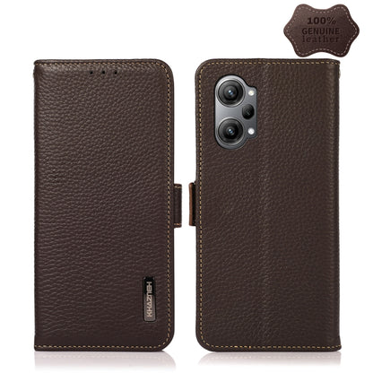 KHAZNEH Side-Magnetic Litchi Genuine Leather RFID Phone Case, For OnePlus Nord CE 2 Lite 5G, For OPPO K10 5G, For OPPO K10 Pro 5G