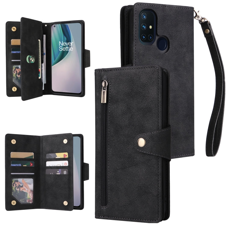 Rivet Buckle 9 Cards Three Fold Leather Phone Case