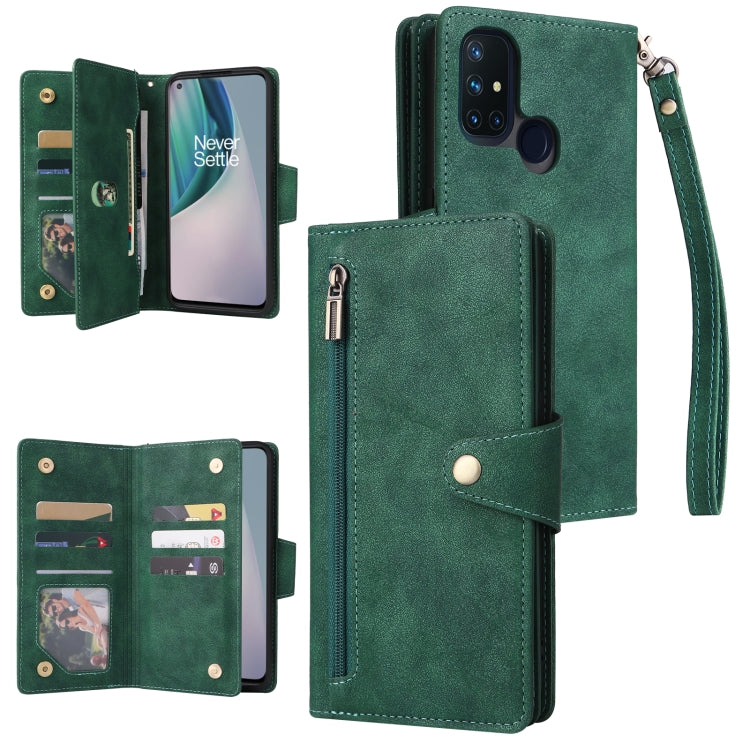 Rivet Buckle 9 Cards Three Fold Leather Phone Case