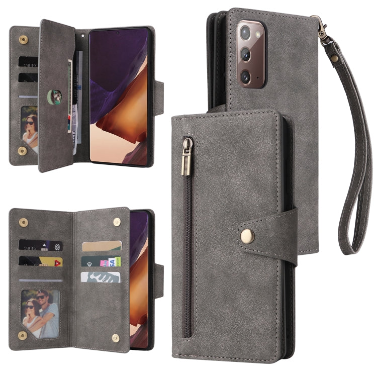 Rivet Buckle 9 Cards Three Fold Leather Phone Case