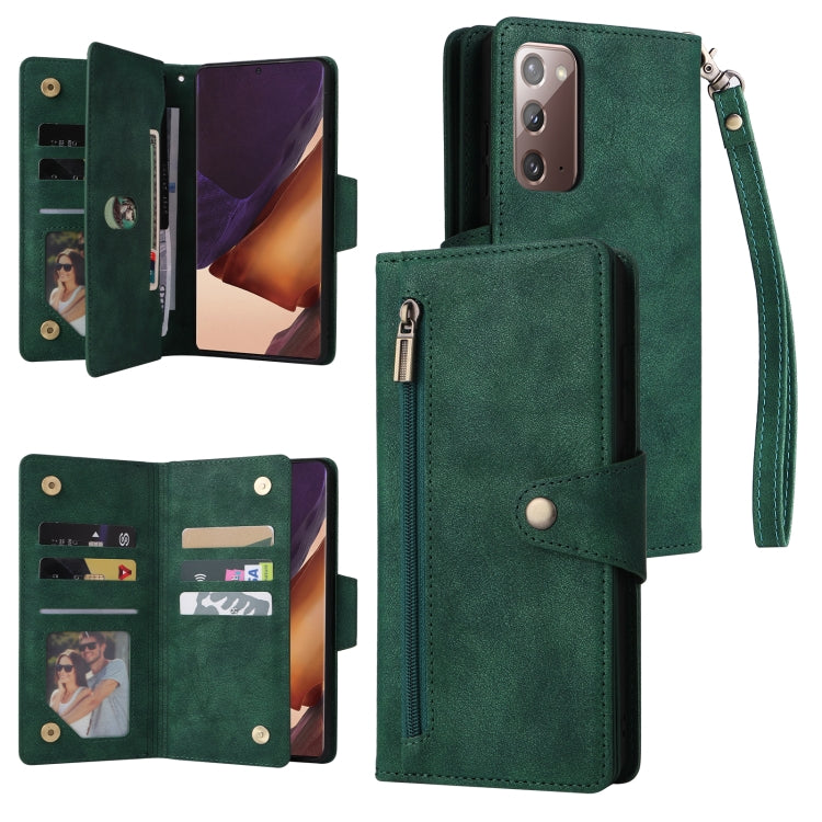 Rivet Buckle 9 Cards Three Fold Leather Phone Case