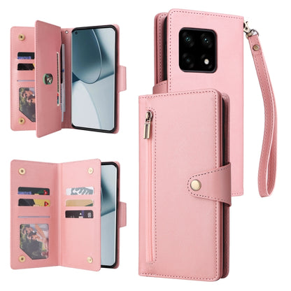 Rivet Buckle 9 Cards Three Fold Leather Phone Case