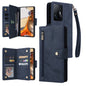 Rivet Buckle 9 Cards Three Fold Leather Phone Case