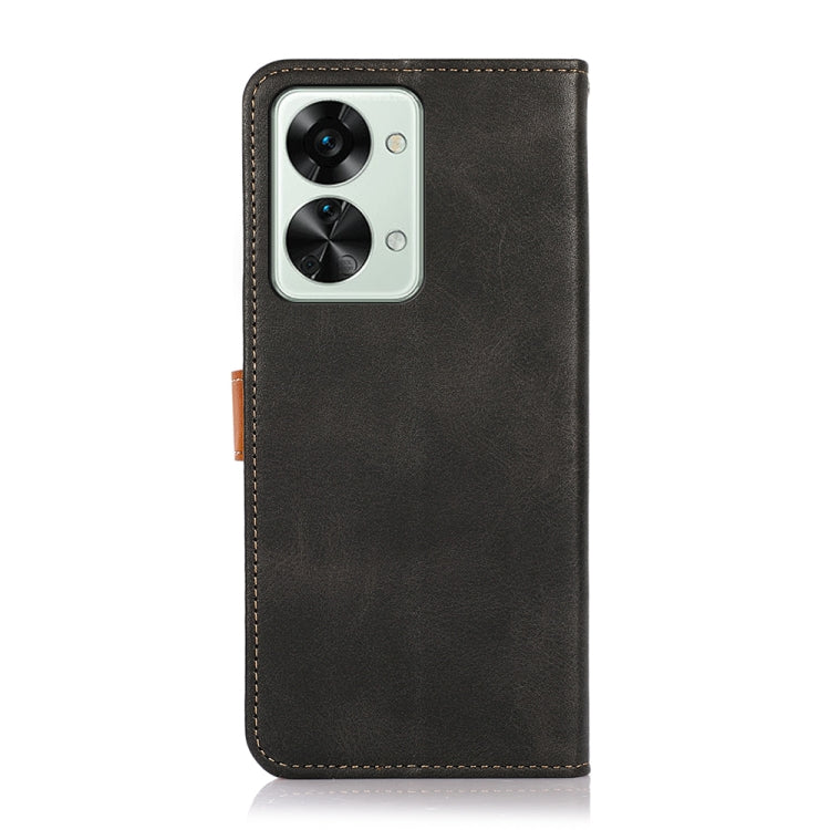 KHAZNEH Dual-color Cowhide Texture Flip Leather Phone Case