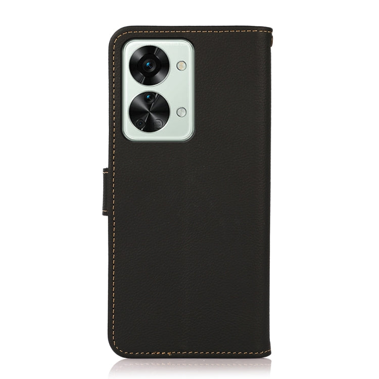 KHAZNEH Custer Texture RFID Genuine Leather Phone Case, For OnePlus Nord 2T 5G