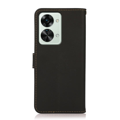 KHAZNEH Custer Texture RFID Genuine Leather Phone Case, For OnePlus Nord 2T 5G