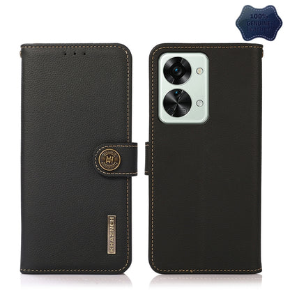 KHAZNEH Custer Texture RFID Genuine Leather Phone Case, For OnePlus Nord 2T 5G