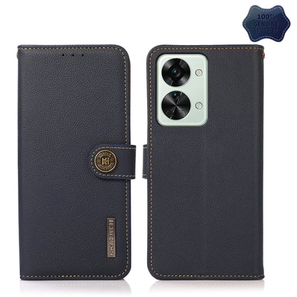 KHAZNEH Custer Texture RFID Genuine Leather Phone Case, For OnePlus Nord 2T 5G