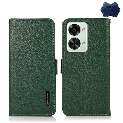 KHAZNEH Litchi Texture RFID Genuine Leather Phone Case