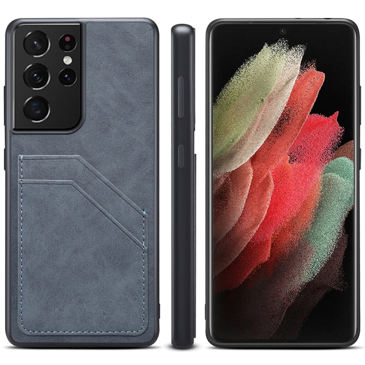 Card Slots Full Coverage PU+TPU Phone Case, For Samsung Galaxy S21 Ultra 5G