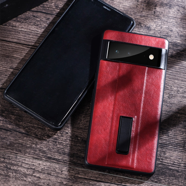 PC + Leather Texture Protective Phone Case with Metal Holder