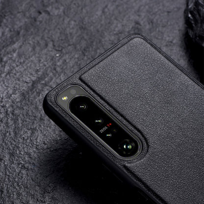 PC + Leather Texture Protective Phone Case with Metal Holder, For Sony Xperia 1 IV, For Sony Xperia 1 III