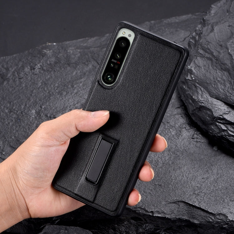 PC + Leather Texture Protective Phone Case with Metal Holder, For Sony Xperia 1 IV, For Sony Xperia 1 III