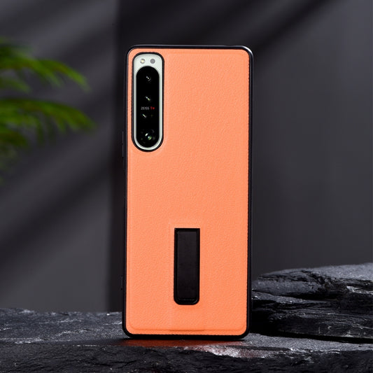 PC + Leather Texture Protective Phone Case with Metal Holder, For Sony Xperia 1 IV, For Sony Xperia 1 III