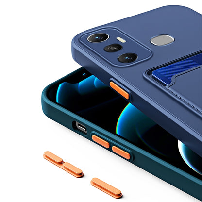 Skin Feel Card Contrast Color Button TPU Phone Case